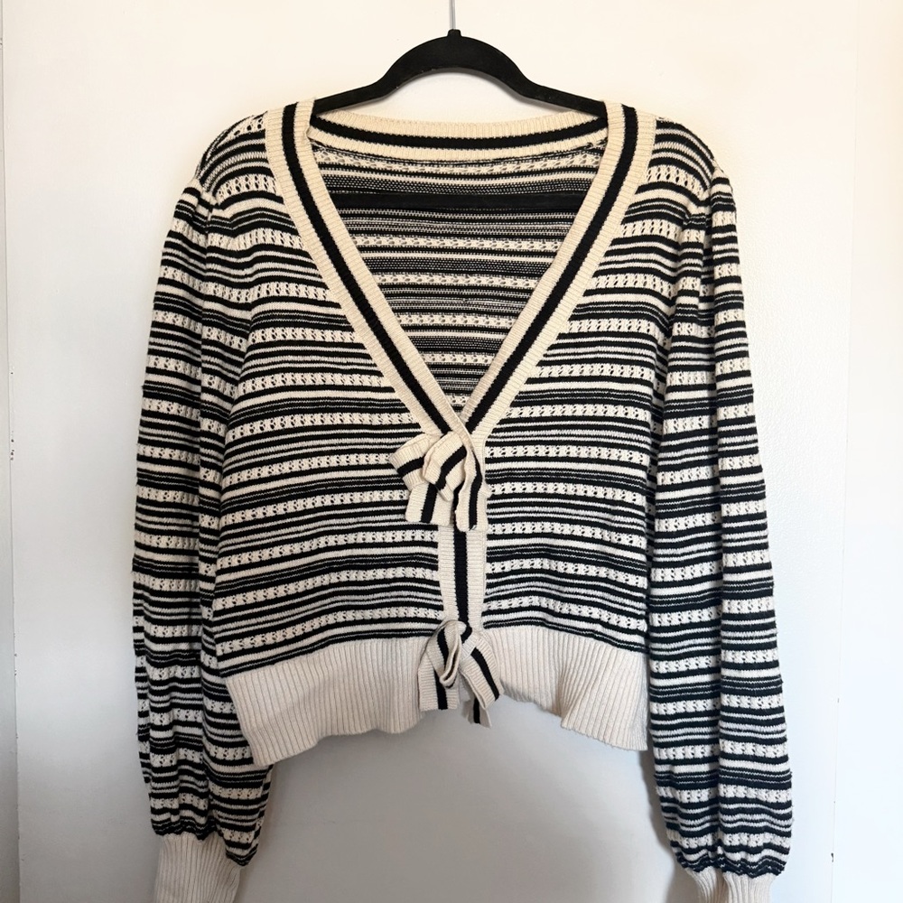 EXPRESS Striped Bow Cardigan